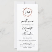 Monogram Floral Wedding Ceremony Programme (Voorkant)