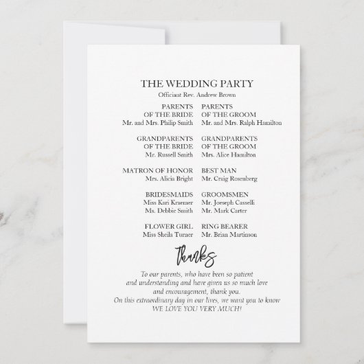 Monogram Floral Wedding Ceremony Programme Kaart (Achterkant)