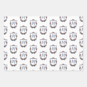 Monogram Floral Wedding Crest gepersonaliseerd Inpakpapier Vel (Voorkant 2)