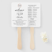Monogram Floral Wedding Program Handje Fan Handwaaier (Voorkant en achterkant)