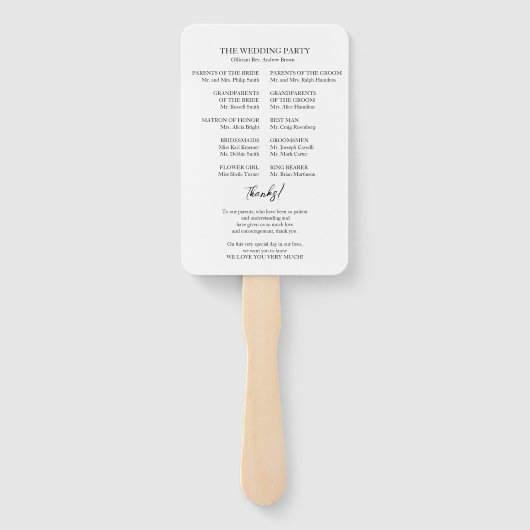 Monogram Floral Wedding Program Handje Fan Handwaaier (Achterkant)