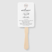 Monogram Floral Wedding Program Handje Fan Handwaaier (Voorkant)