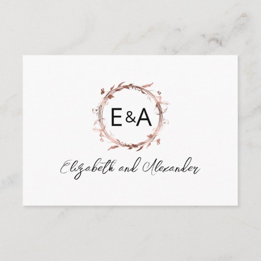 Monogram Floral Wedding RSVP Enclosure Kaart (Achterkant)