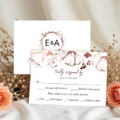 Monogram Floral Wedding RSVP Enclosure Kaart