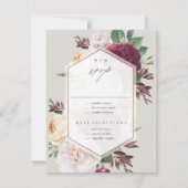 Monogram Floral Wedding RSVP Kaartje (Voorkant)