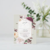 Monogram Floral Wedding RSVP Kaartje (Staand voorkant)