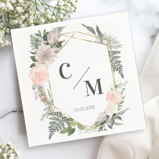 Monogram Floral Weddings Servet