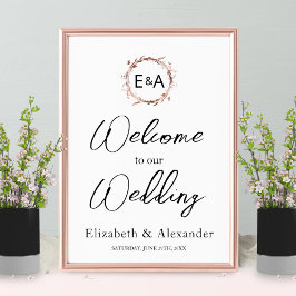 Monogram Floral Weduwschap Welkomstteken Schuim Bo Poster