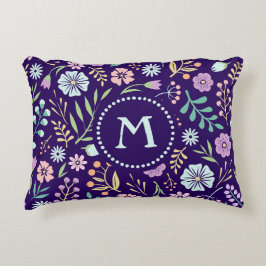 Monogram Floral Whimsical Boho Accent Pillow Decoratief Kussen