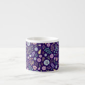 Monogram Floral Whimsical Boho Espresso Mok (Voorkant)
