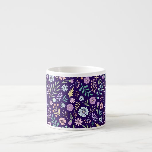 Monogram Floral Whimsical Boho Espresso Mok (Voorkant)