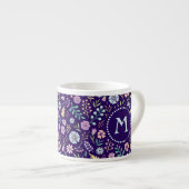 Monogram Floral Whimsical Boho Espresso Mok (Voorkant rechts)
