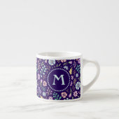 Monogram Floral Whimsical Boho Espresso Mok (Rechts)