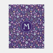 Monogram Floral Whimsical Boho Fleece Blanket Deken (Voorkant)