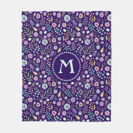 Monogram Floral Whimsical Boho Fleece Blanket Deken