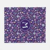 Monogram Floral Whimsical Boho Fleece Blanket Deken (Voorkant (Horizontaal))