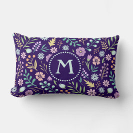 Monogram Floral Whimsical Boho Lumbar Pillow Kussen