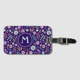 Monogram Floral Whimsical Boho Pattern Bagagelabel