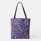 Monogram Floral Whimsical Boho Pattern Canvas tas (Achterkant)