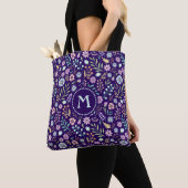 Monogram Floral Whimsical Boho Pattern Canvas tas (Dichtbij)