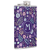 Monogram Floral Whimsical Boho Pattern Flask Heupfles (Rechts)