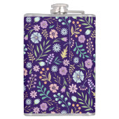 Monogram Floral Whimsical Boho Pattern Flask Heupfles (Achterkant)