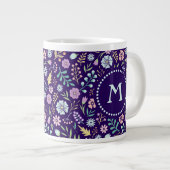 Monogram Floral Whimsical Boho Pattern Jumbo Mok (Voorkant rechts)