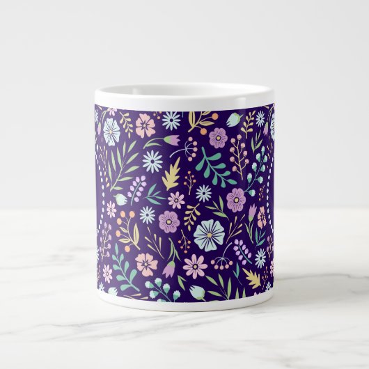 Monogram Floral Whimsical Boho Pattern Jumbo Mok (Voorkant)