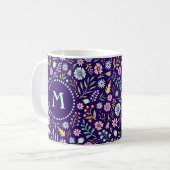 Monogram Floral Whimsical Boho Pattern Mok (Voorkant links)