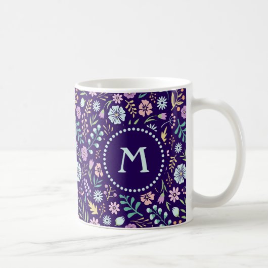 Monogram Floral Whimsical Boho Pattern Mok (Rechts)