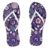 Monogram Floral Whimsical Boho Pattern Teenslipper Teenslippers (Voetbed)