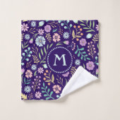 Monogram Floral Whimsical Pattern Towel Set Bad Handdoek (Wasdoekje)
