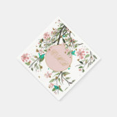 Monogram Floral White Pink Elegant Gold Birthday Servet (Hoek)