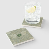 Monogram  Floral William Morris Pimpernel Stenen Onderzetter (Zijkant)