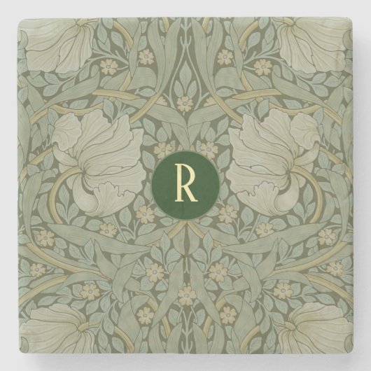 Monogram  Floral William Morris Pimpernel Stenen Onderzetter (Voorkant)