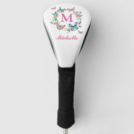 Monogram  Floral Wreath Butterflies Golfheadcover