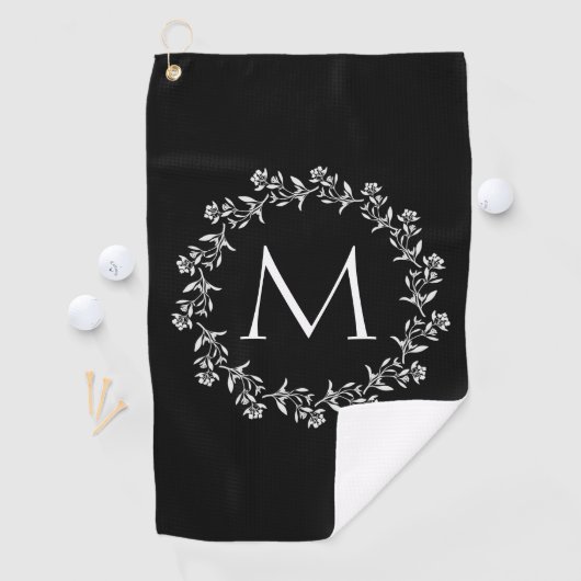 Monogram Floral Wreath Golfhanddoek (Insitu)