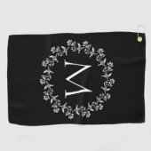 Monogram Floral Wreath Golfhanddoek (Horizontaal)