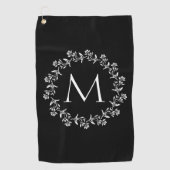 Monogram Floral Wreath Golfhanddoek (Voorkant)