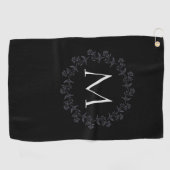 Monogram Floral Wreath Golfhanddoek (Horizontaal)