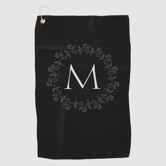 Monogram Floral Wreath Golfhanddoek (Voorkant)