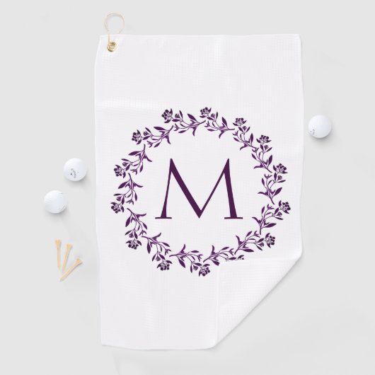 Monogram Floral Wreath Golfhanddoek (Insitu)