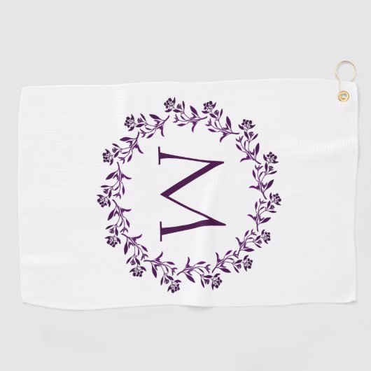 Monogram Floral Wreath Golfhanddoek (Horizontaal)