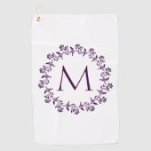 Monogram Floral Wreath Golfhanddoek (Voorkant)