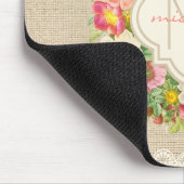 Monogram  Floral Wreath Linen Lace Mousepad Muismat (Hoek)