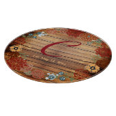 Monogram Floral Wreath op Barn Wood Snijplank (Hoek)