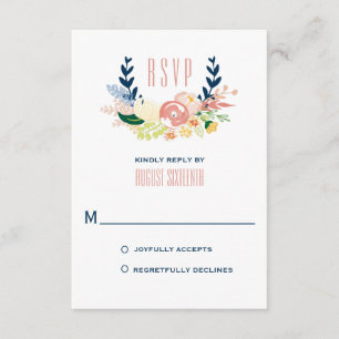 Monogram Floral Wreath RSVP-kaart RSVP Kaartje