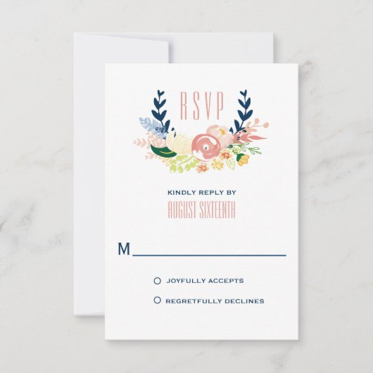 Monogram Floral Wreath | RSVP-kaart RSVP Kaartje (Voorkant)