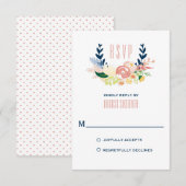 Monogram Floral Wreath | RSVP-kaart RSVP Kaartje (Voorkant / Achterkant)