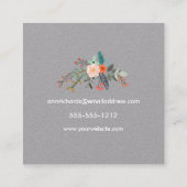 Monogram Floral Wreath Square Vierkante Visitekaartje (Achterkant)